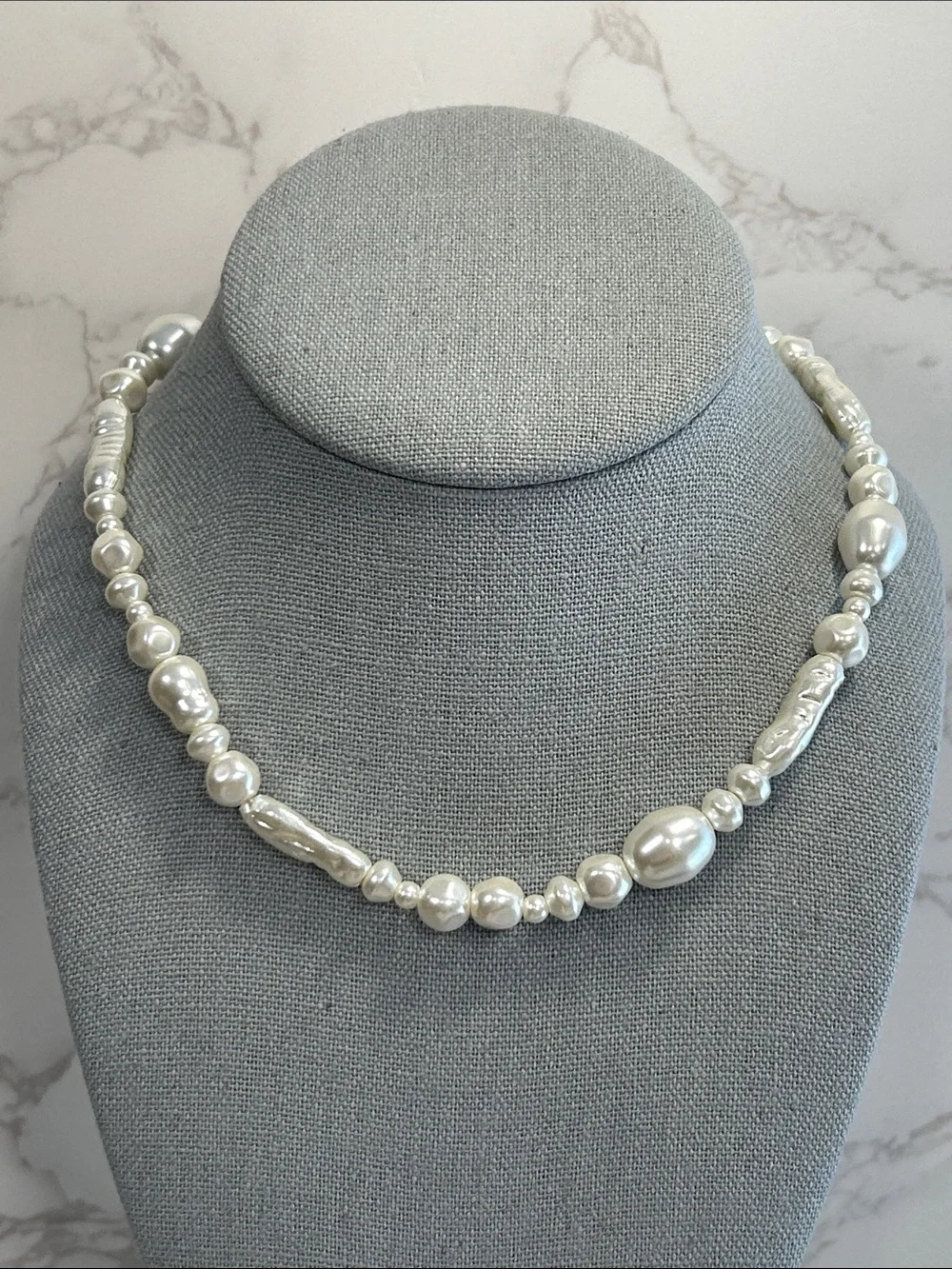 J. Crew White Glass Pearl Mix Necklace